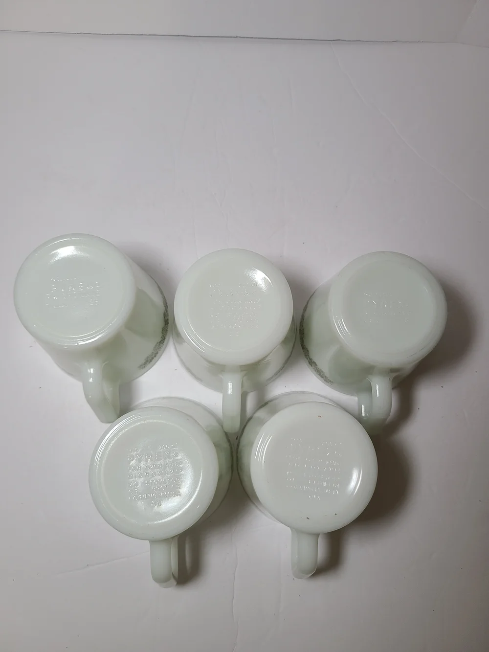 Vintage Pyrex White Milk Glass Planter Cups with Green CraY Daisy - Set of 5